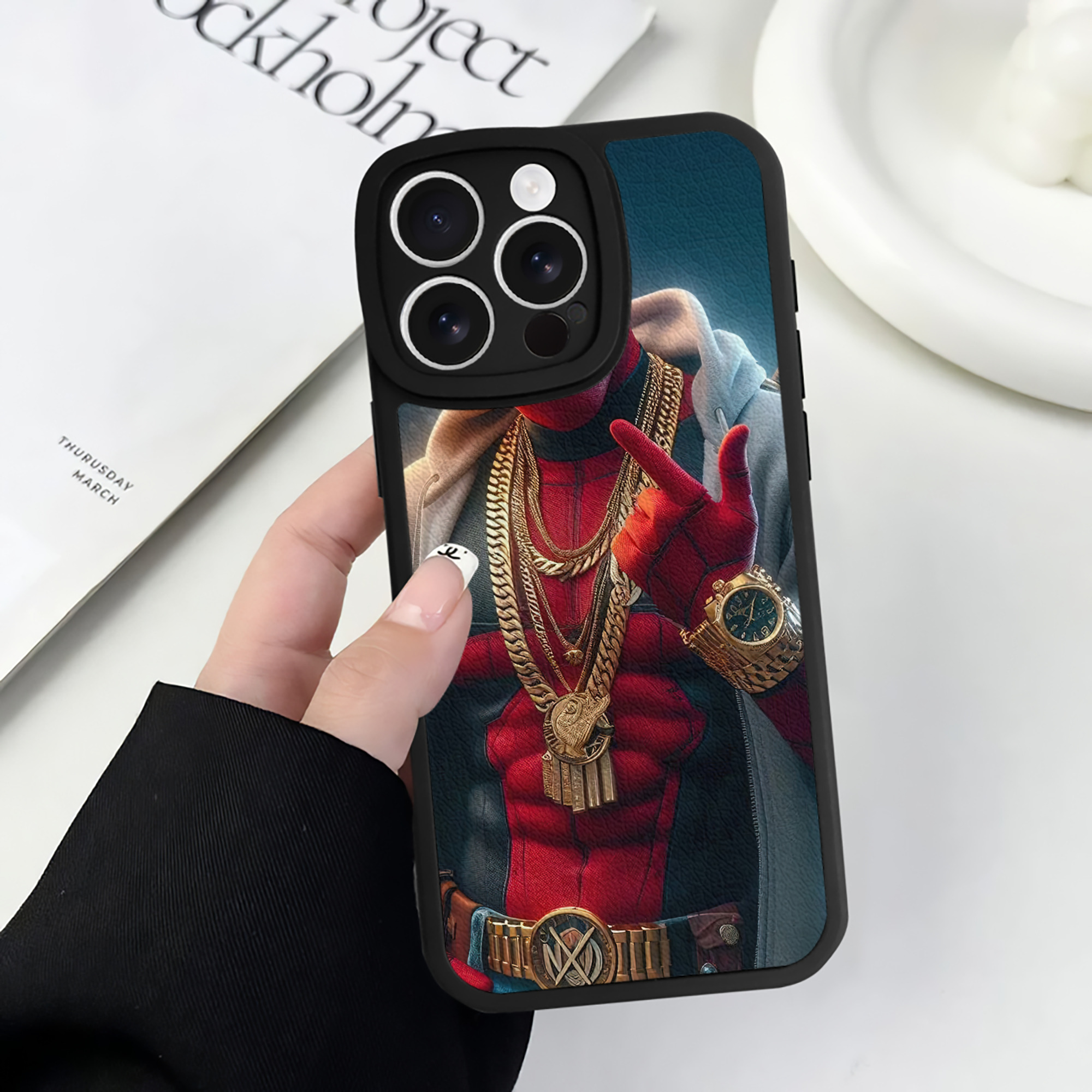 （画像用） Deadpool デッドプール 【iPhone 16シリーズ対応】シリコンスマホケース（レザー調） 材質：シリコン
